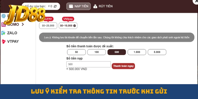 Lưu ý kiểm tra thông tin trước khi gửi