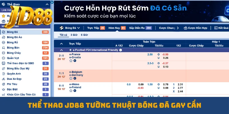 Thể thao JD88 tường thuật bóng đá gay cấn